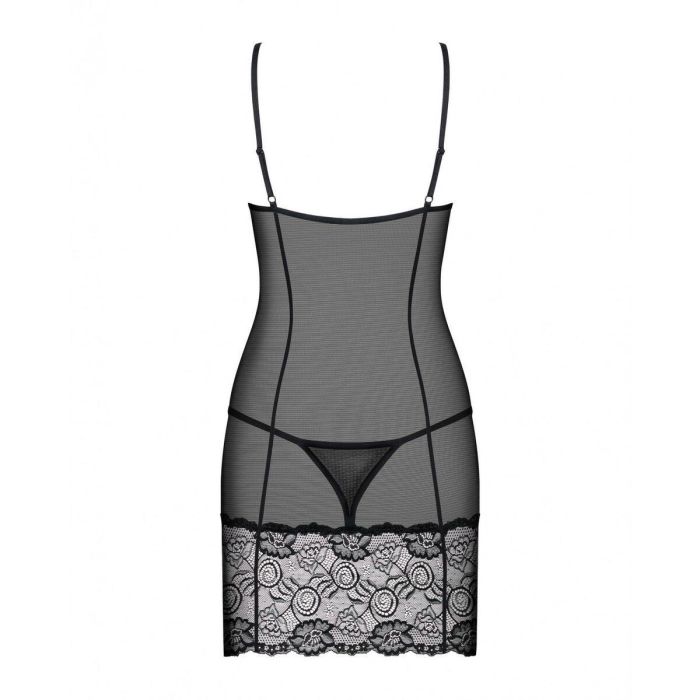 Chemise y Tanga Alluria (L/XL) Obsessive Alluria Negro 1