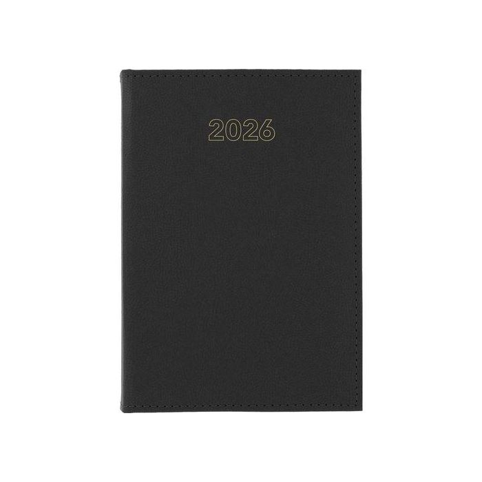 Agenda Anual (2026) Grafoplas Zurich Cosida Tapa Acolchada 240X165 S/V Negro