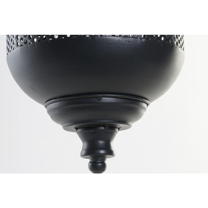 DKD Home Decor Portavelas Loft Negro Marron Metal Cuerda Cristal 22 x 63 x 22 cm 2