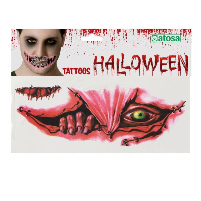 Tatuaje Facial De Boca Y Ojos Mutantes Con Efecto Cosido para Halloween y Maquillaje de Terror 1 Tatuaje Facial De Boca Y Ojos Mutantes Con Efecto Cosido para Halloween y Maquillaje de Terror 1
