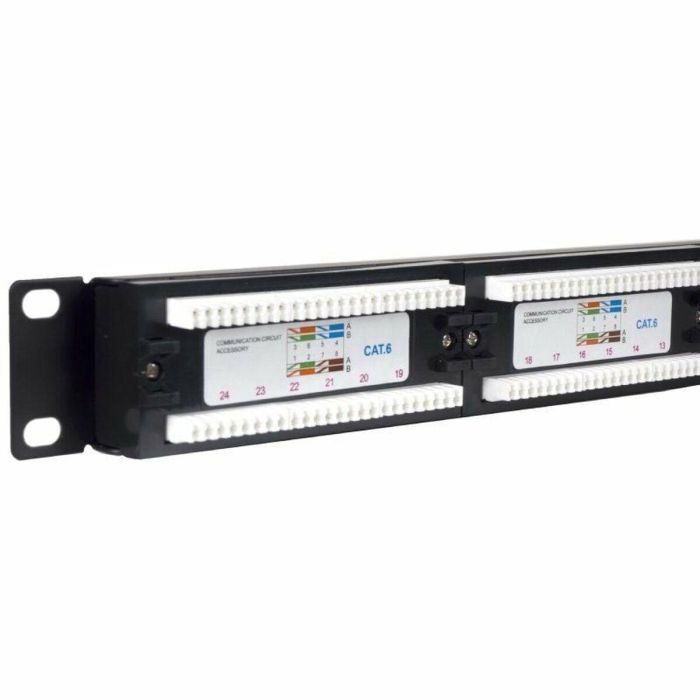 Phasak PU 2420 Patch Panel de Redes Dual Block 24 Puertos Cat.6 UTP, Panel de Transferencia para Montaje en Rack 1U 1