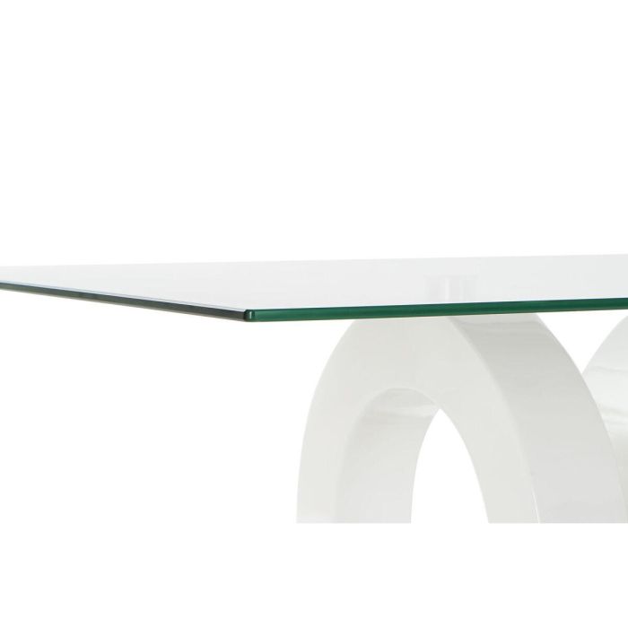 DKD Home Decor Mesa de Centro Moderna con Tapa de Cristal y Estructura de MDF Blanco Transparente Desmontable 60x110x45 cm 4 DKD Home Decor Mesa de Centro Moderna con Tapa de Cristal y Estructura de MDF Blanco Transparente Desmontable 60x110x45 cm 4