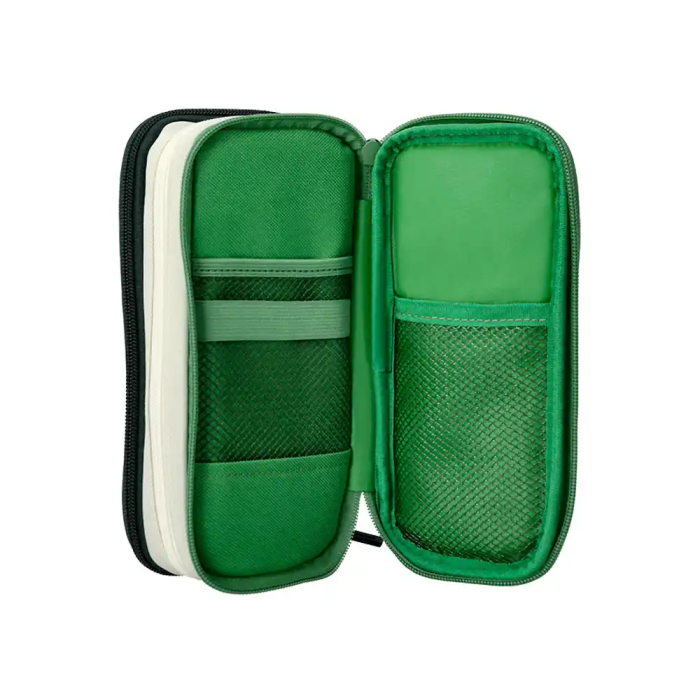 Liderpapel Estuche Portatodo Funky 3 Cremalleras con Aperturas Laterales Verde Blanco Azul 220x100x65 mm 5