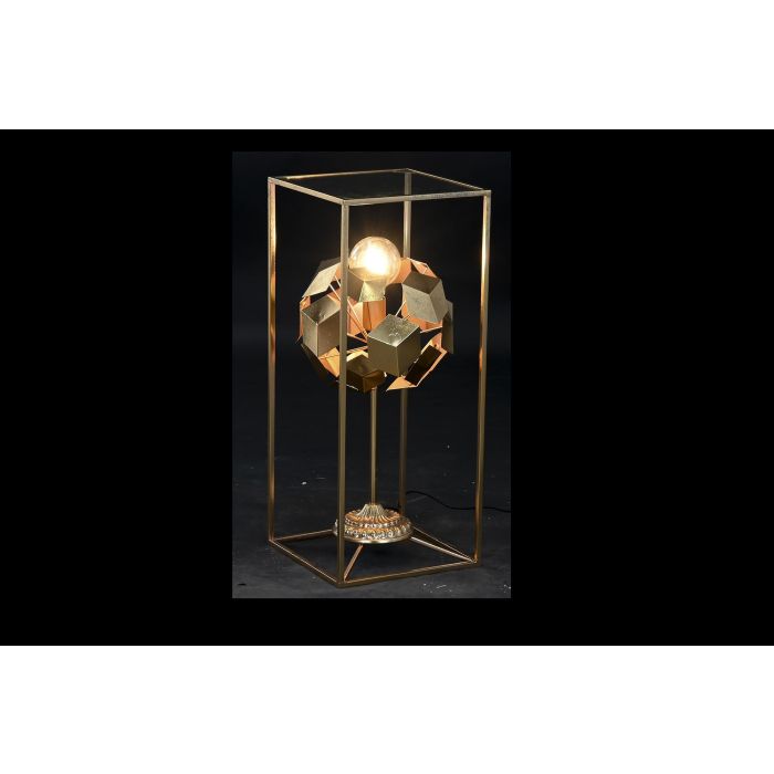 DKD Home Decor Lámpara de Pie Moderna Dorada de Metal y Cristal Geométrico 30x30x71 cm con Casquillo E27 50W 220V 1