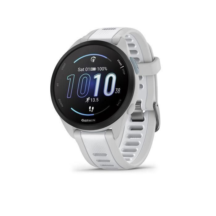 Garmin GAR1709167173226 Reloj GPS Inteligente Forerunner 165, Pantalla 1.2", Blanco con Pulsera Blanca y Gris Claro