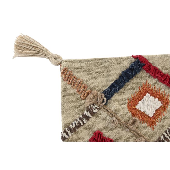 DKD Home Decor Funda Cojín Decorativa Multicolor de Algodón y Poliéster con Diseño de Flecos y Cierre de Cremallera 40 x 60 cm 1