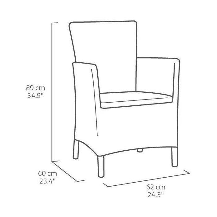ALLIBERT by KETER Sillón de Jardín IOWA Ratán Sintético Gris con Cojín (62 x 60 x 89 cm) 4