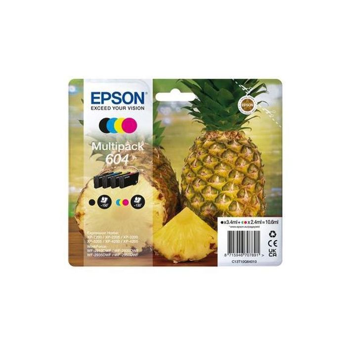 EPSON Cartucho 4 colores Multipack 604 XP-2200, WF-2910DWF Piña EPSON Cartucho 4 colores Multipack 604 XP-2200, WF-2910DWF Piña