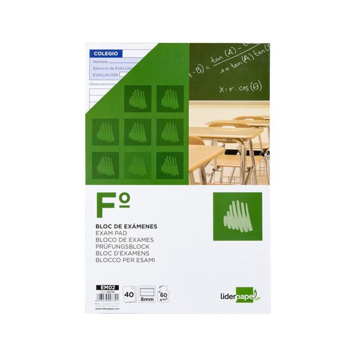 Bloc Examenes Liderpapel Horizontal Folio 40 Hojas 60 gr-M2 10 unidades 2