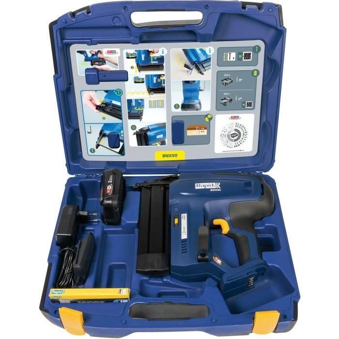 Clavadora a batería 18V para 8/20-50mm - RAPID - BNX50 - Maletín + batería 2,5Ah + cargador 4 Clavadora a batería 18V para 8/20-50mm - RAPID - BNX50 - Maletín + batería 2,5Ah + cargador 4