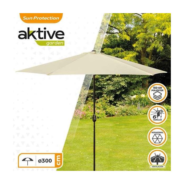 Parasol terraza 300 cm con chimenea y mástil de aluminio 3,8 cm color crema 1 Parasol terraza 300 cm con chimenea y mástil de aluminio 3,8 cm color crema 1