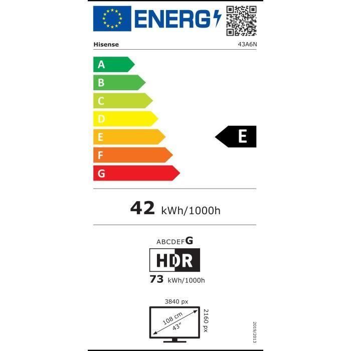Hisense 43A6N Televisor Smart TV LED 43 pulgadas (108 cm) con resolución 4K UHD, tecnología HDR 10+, 60Hz y 3 entradas HDMI 3 Hisense 43A6N Televisor Smart TV LED 43 pulgadas (108 cm) con resolución 4K UHD, tecnología HDR 10+, 60Hz y 3 entradas HDMI 3