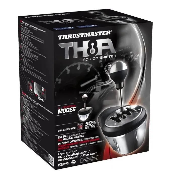 Thrustmaster TH8A SHIFTER ADD-ON Palanca de Cambios para PC, PS4, Xbox One con Tecnología HallEffect, Mecanismo Metálico