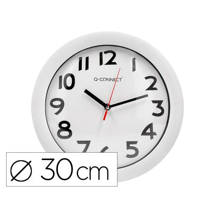 Reloj Q-Connect De Pared Plastico Oficina Redondo 30 cm Marco Blanco Reloj Q-Connect De Pared Plastico Oficina Redondo 30 cm Marco Blanco