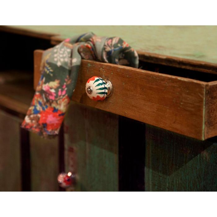 Rei Pomos Redondos para Mueble Porcelana Acabado Flor Rojo Ø40mm Mod. E500 Blister 4 Unidades con Tornillos 4 Rei Pomos Redondos para Mueble Porcelana Acabado Flor Rojo Ø40mm Mod. E500 Blister 4 Unidades con Tornillos 4