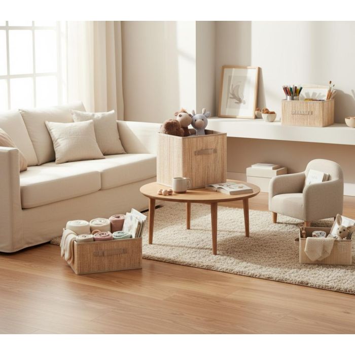 Inde Cesta de Ordenación Bambú y TNT 32 x 25 x 18 cm (12 Unidades) 7