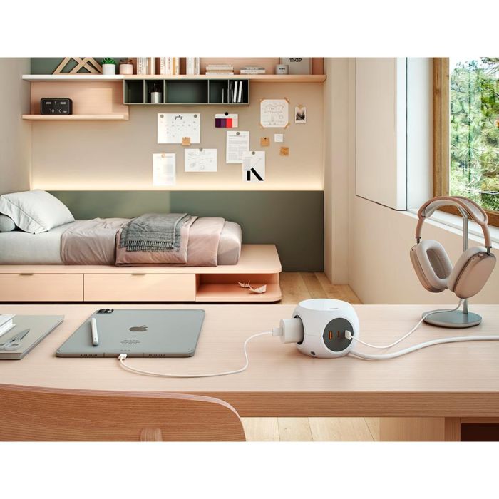 Base múltiple combiball con 3 tomas schuko 16 a + 1 usb a + 2 usb c, 30 W, blanca 2 Base múltiple combiball con 3 tomas schuko 16 a + 1 usb a + 2 usb c, 30 W, blanca 2