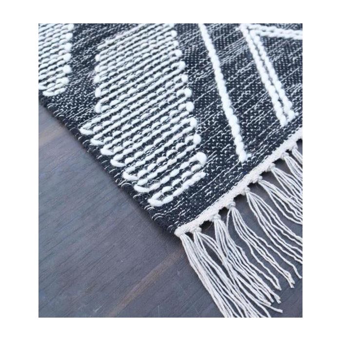 DKD Home Decor Dodoma Alfombra Boho Negro Blanco Algodón 230 x 160 cm 1