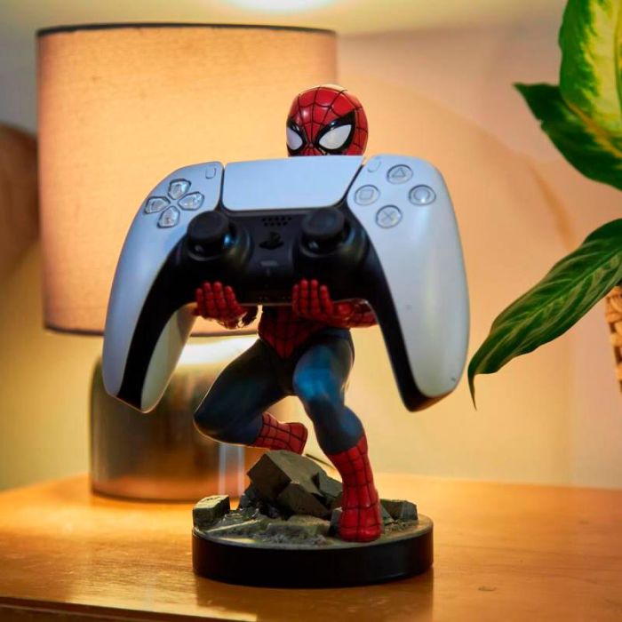EXQUISITE GAMING Cable Guy soporte sujeción figura Spiderman Marvel 21cm para mandos y móviles 10