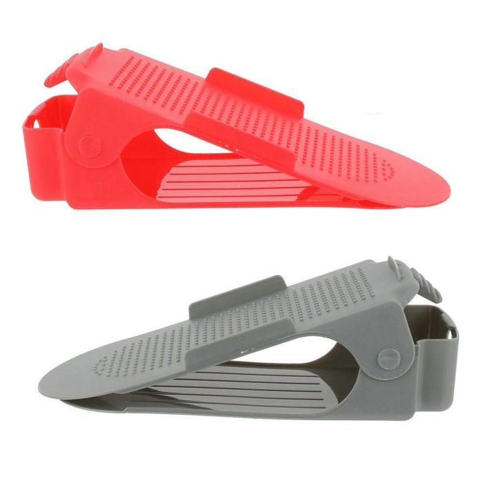 Idebox Juego de 2 Organizadores de Calzado para Ahorrar Espacio, Zapatero Ajustable, Compatible con Tacones y Planos, Blanco-Negro, Rojo-Gris, Negro-Gris, Gris-Blanco 5