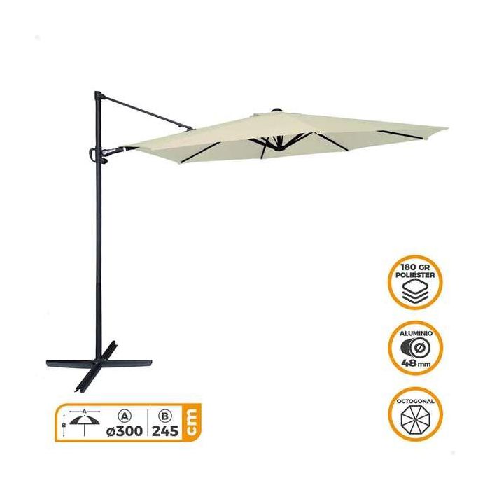 Parasol Aktive Roma 300 x 245 x 300 cm Crema Ø 4,8 cm Aluminio 3 Parasol Aktive Roma 300 x 245 x 300 cm Crema Ø 4,8 cm Aluminio 3