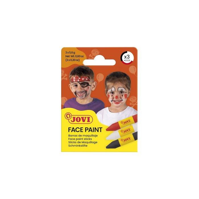 Jovi Maquillaje Estuche 3 Barras Rojo Blanco Negro para Fiesta Carnaval Halloween Seguro Dermatológicamente Testado Jovi Maquillaje Estuche 3 Barras Rojo Blanco Negro para Fiesta Carnaval Halloween Seguro Dermatológicamente Testado