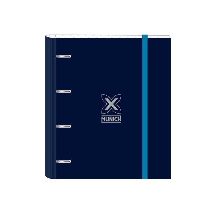 Safta Carpeta de Anillas 4x35 mm A4 Tapa Dura Cierre Goma, 100 Hojas Cuadriculadas, Munich Nautic