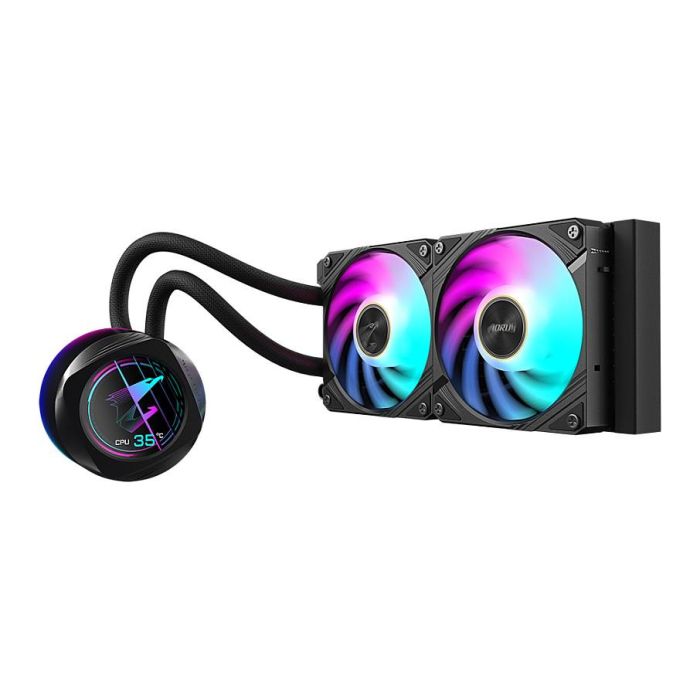 Gigabyte AORUS WATERFORCE X II 240 Refrigerador CPU Líquido AIO, Pantalla LCD, 2x Ventiladores 120mm, Intel LGA 1851 / AMD AM5, Negro 2