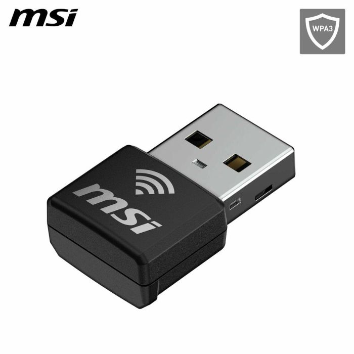 MSI Nano Adaptador Wifi6 USB GUAX18N - WiFi 6 (802.11ax), 2.4GHz/5GHz, USB 2.0, Compatible con Windows 10/11 7