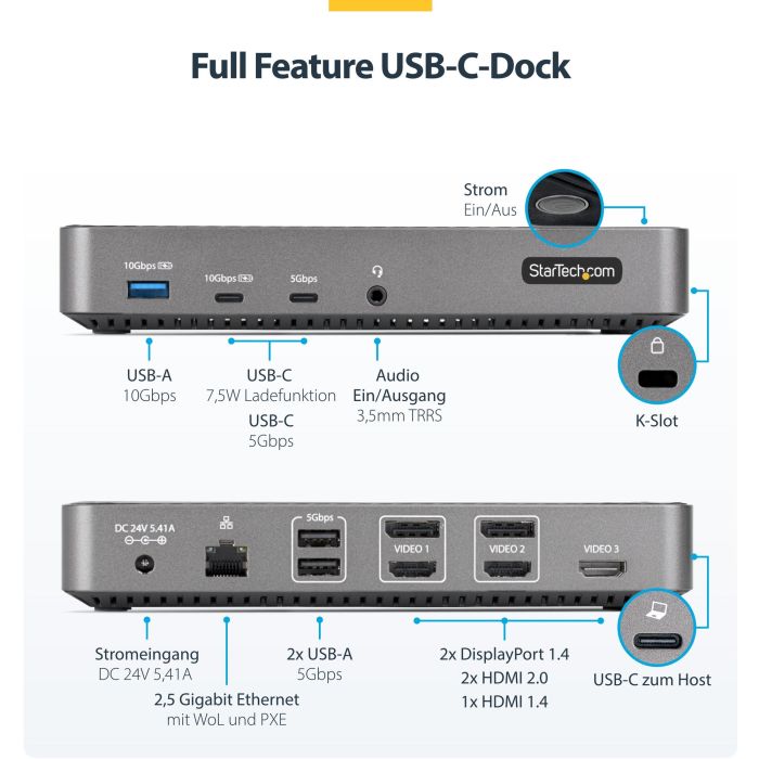 Hub USB Startech 116E-USBC-DOCK 7 Hub USB Startech 116E-USBC-DOCK 7