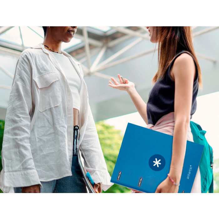 Antartik Carpeta con Recambio A4 Cuadro 5mm Forrada 4 Anillas 25mm Redondas Color Azul Marino 100 Hojas 100g 9