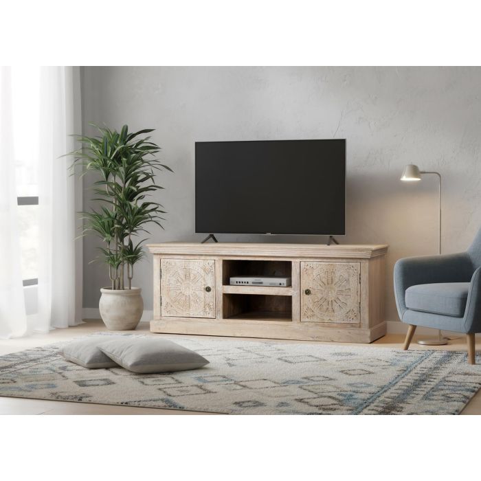 Giner y Colomer Mueble TV con 2 Puertas y 2 Huecos, Madera de Mango Color Arena 6 Giner y Colomer Mueble TV con 2 Puertas y 2 Huecos, Madera de Mango Color Arena 6