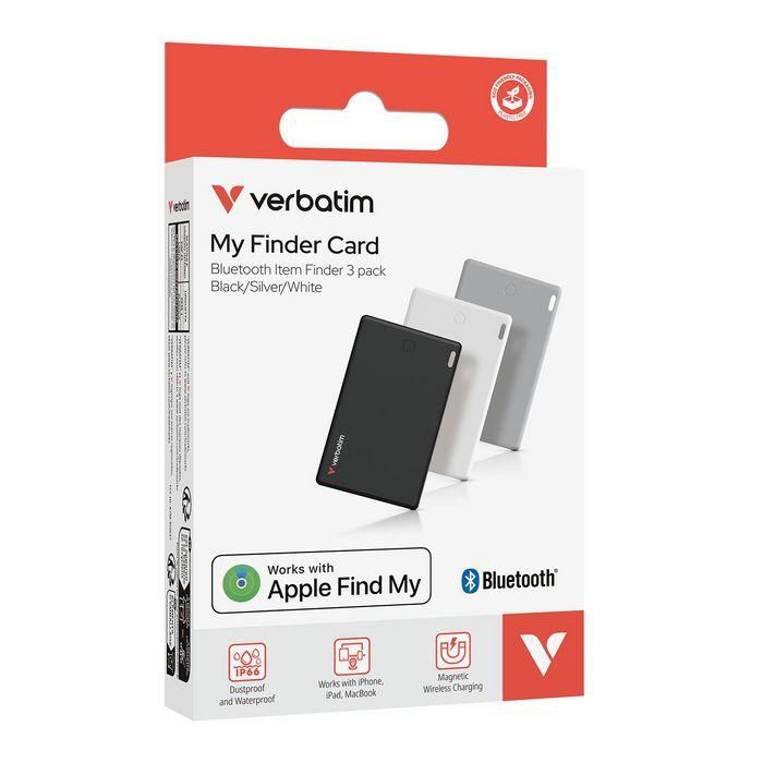 Verbatim My Finder Card Bluetooth Item Finder 3 pack Black / Silver / White  2