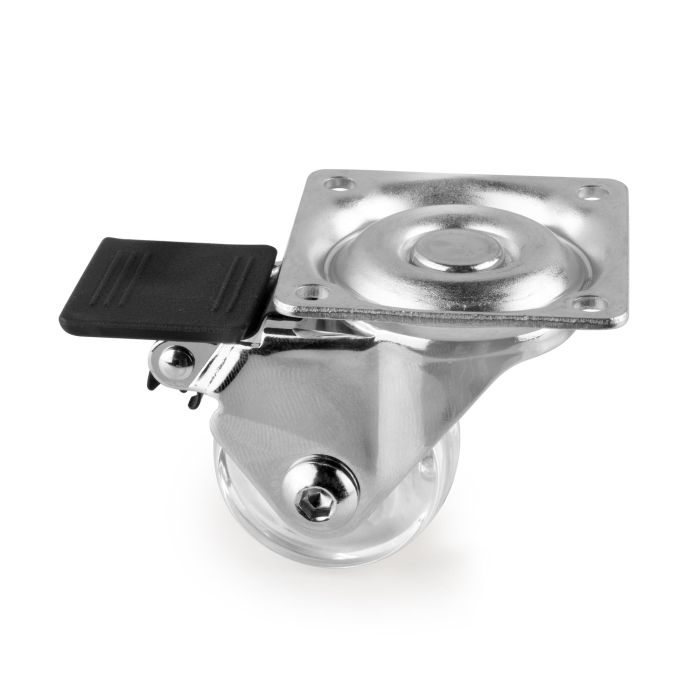 Emuca Lote de 4 ruedas Slip 3 transparentes con placa de montaje, diámetro 35mm, Acero y Plástico 3 Emuca Lote de 4 ruedas Slip 3 transparentes con placa de montaje, diámetro 35mm, Acero y Plástico 3