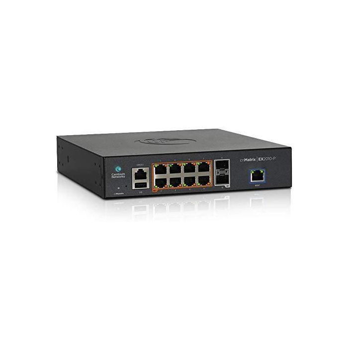 Cambium Networks EX2010-P cnMatrix – Switch PoE Gigabit Ethernet inteligente de 8 puertos 1G y 2 puertos SFP para Fibra