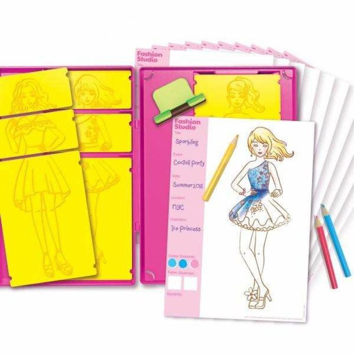 Estudio de moda, dibuja tus diseños con las placas para colcar, lapices, cera y hojas de papel. 27,5x20,5x5,5cm 2 Estudio de moda, dibuja tus diseños con las placas para colcar, lapices, cera y hojas de papel. 27,5x20,5x5,5cm 2