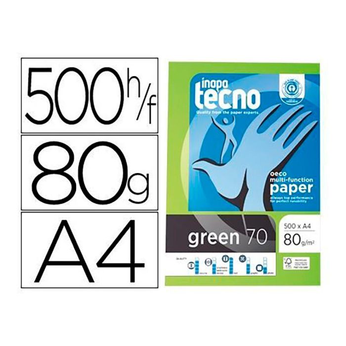 Pack con 500 hojas de papel multifunción reciclado dina4 80 g para impresora 1