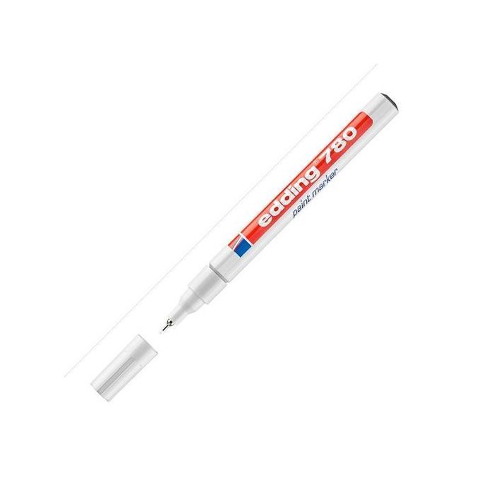 Edding Marcador Permanente 780 Blanco - Punta Fina 0.8mm - Uso Universal - Tinta Permanente - Para Todas las Superficies - Pack 10 Unidades (10 Unidades)