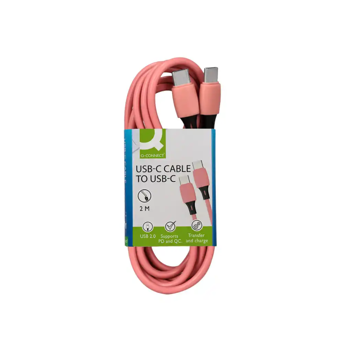 Q-connect Cable USB-C a USB-C PVC 2m Rosa 1