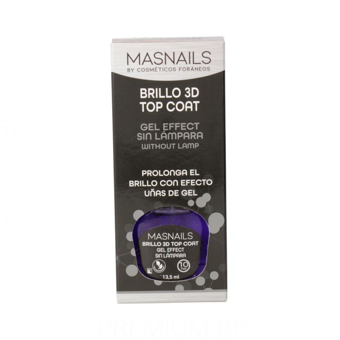 Masnails Brillo 3D Top Coat Gel Effect - Da volumen y efecto gel, 13.5 ml