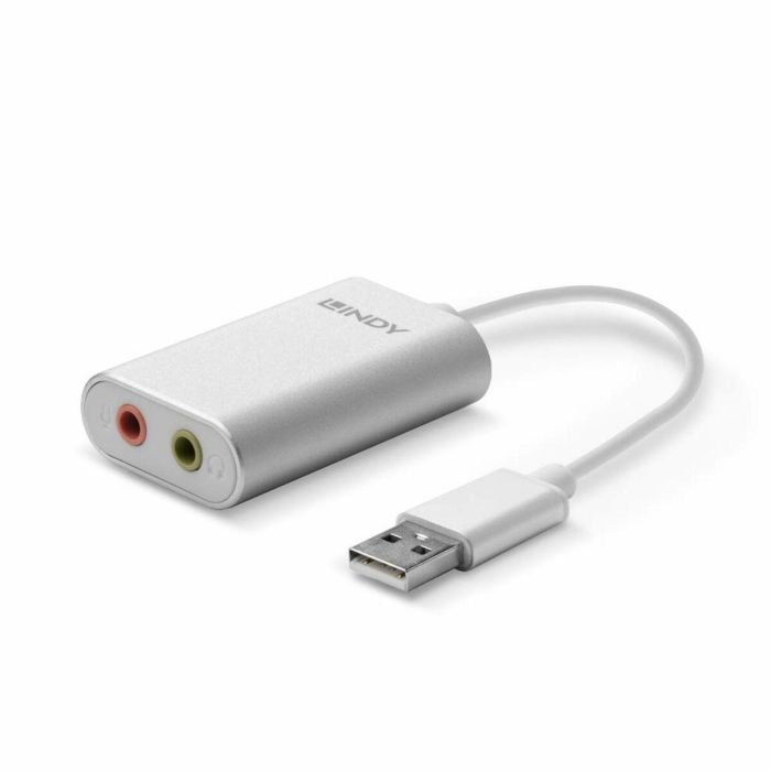 Lindy Adaptador de Audio USB Tipo A para Auriculares y Micrófonos, Convertidor Compacto y Portátil, ideal para Ultrabooks/Tablets 1