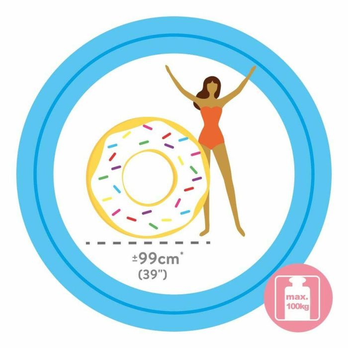 Intex Flotador Hinchable Rueda Donut Caramelos Blanco PVC 99x25 cm Edad +9 Años 3