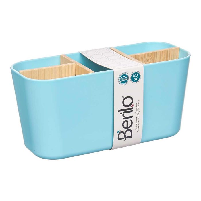 Organizador Ovalado 5 Huecos Bambu Azul Berilo 21X10CM (6 Unidades) 1 Organizador Ovalado 5 Huecos Bambu Azul Berilo 21X10CM (6 Unidades) 1
