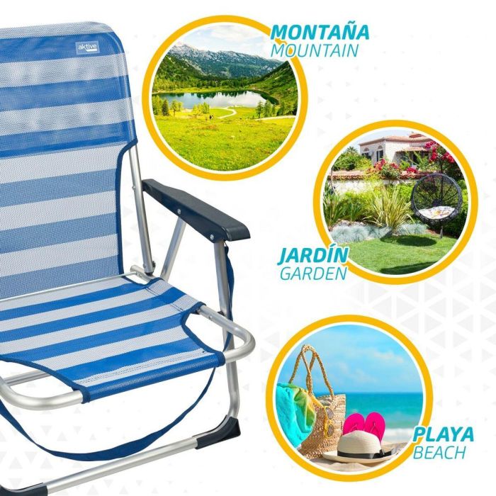 Silla de Playa Aktive Plegable Azul 44 x 72 x 35 cm (4 Unidades) 3