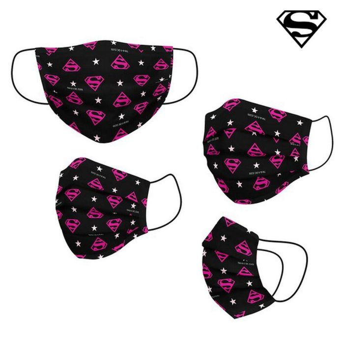 Mascarilla Higiénica de Tela Reutilizable DC Super Hero Girls Infantil Negro Mascarilla Higiénica de Tela Reutilizable DC Super Hero Girls Infantil Negro