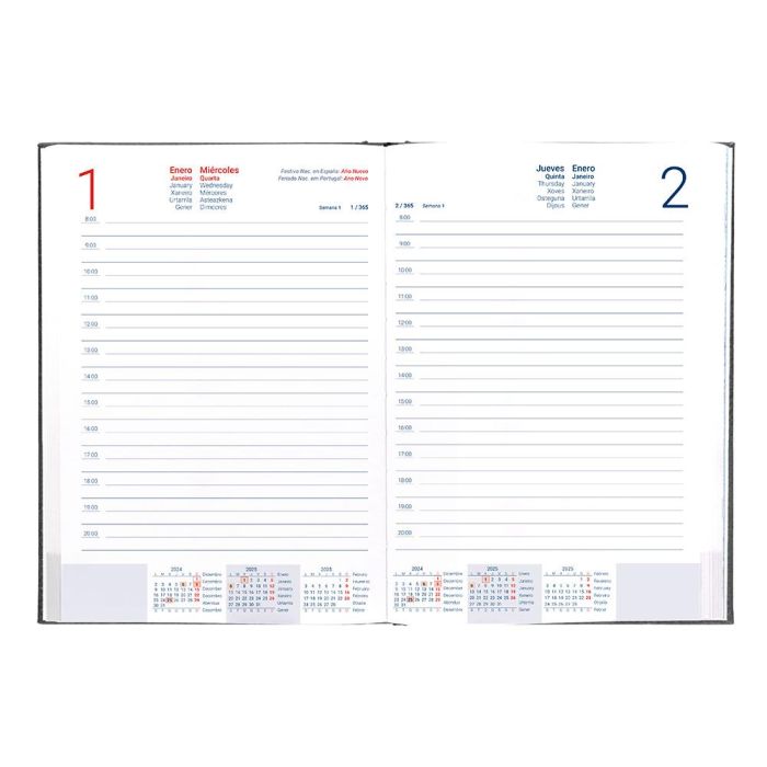 Agenda Encuadernada Liderpapel Creta A5 2025 Dia Pagina Negro Papel 70 gr 8