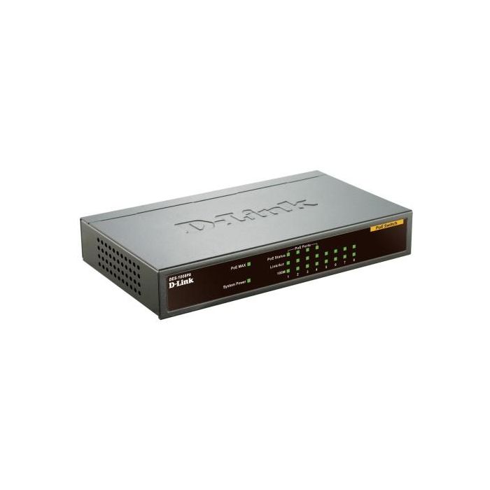 D-Link Switch DES-1008PA 8 Puertos Fast Ethernet No Administrado con 4 Puertos PoE 15W 1