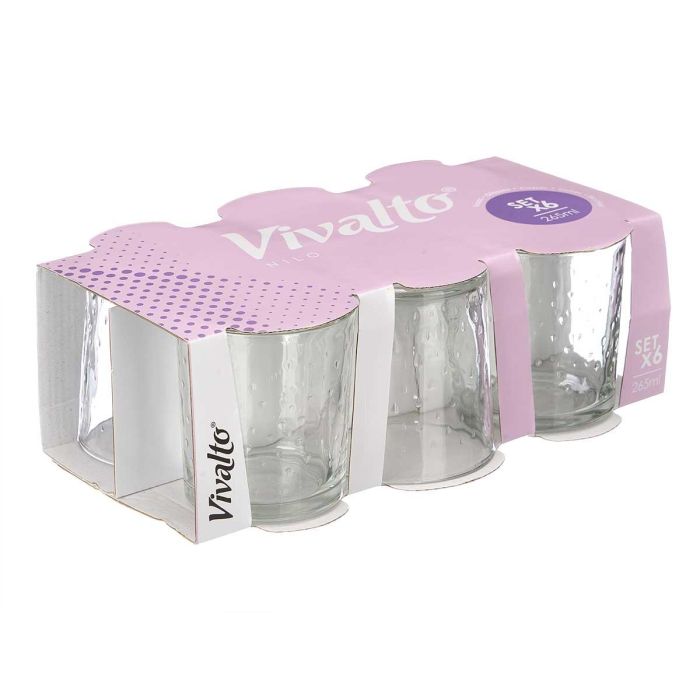 Set 6 Vasos 265 ml Puntos Nilo Vivalto - Vidrio Transparente, 26.2x9x15.5 cm (8 Unidades) 2 Set 6 Vasos 265 ml Puntos Nilo Vivalto - Vidrio Transparente, 26.2x9x15.5 cm (8 Unidades) 2