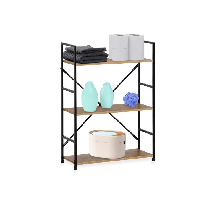 Confortime Estanteria 3 Niveles Metal-Madera Negra 85 cm Ancho x 25 cm Largo x 7 cm Alto 1