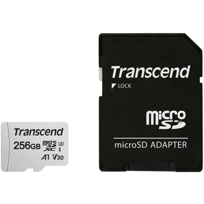 Transcend SDXC USD300S-A Tarjeta MicroSD 256GB Clase 10 U3 V30 95MB/s Lectura con Adaptador SD